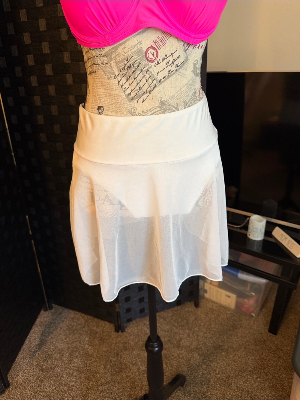 Women’s White Swimsuit bottom with sheer shirt
